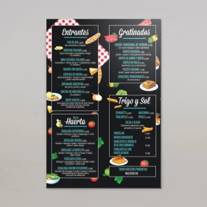 Cartas de restaurante baratas